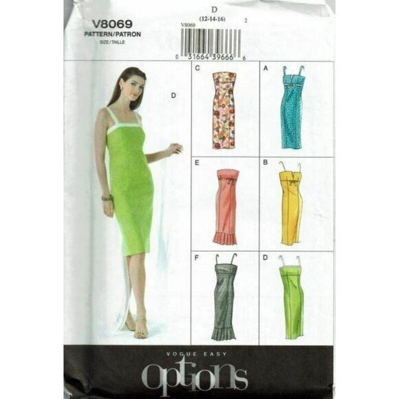 Vogue Easy Options Sewing Pattern V8069 Misses Petite Dresses Size 12-14-16 - Picture 1 of 2